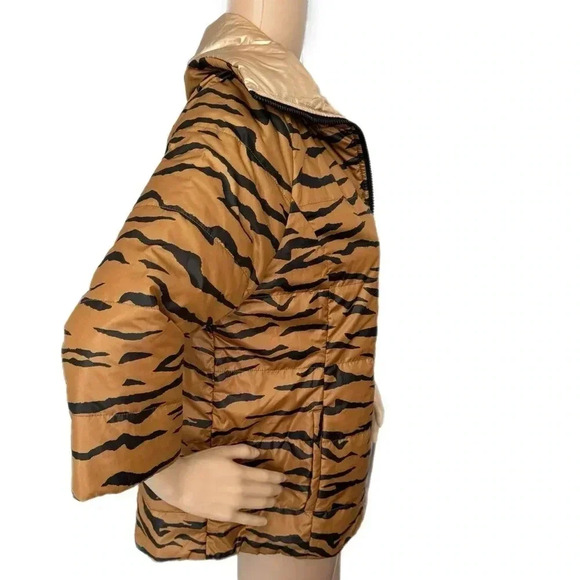 CHICOS ZENERGY Reversible Puffer Jacket Metallic Pink Animal Print Ladys Medium - Picture 4 of 11